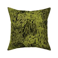 Smaller Scale Modern Camouflage Owls Street Fashion Military Green