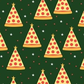 Pizza Christmas Trees - Holiday Food - Christmas Pizza Tree - v2 dark green - LAD22