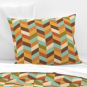 MEDIUM - 70s Retro Chevrons - Earthy, turquoise and orange