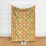 Retro 70s Abstract Geometric Wave Yellow Orange Olive Green Large Scale