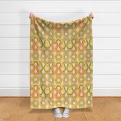 Retro 70s Abstract Geometric Wave Yellow Orange Olive Green Medium Scale