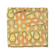 Retro 70s Abstract Geometric Wave Yellow Orange Olive Green Medium Scale