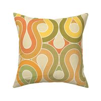 Retro 70s Abstract Geometric Wave Yellow Orange Olive Green Medium Scale