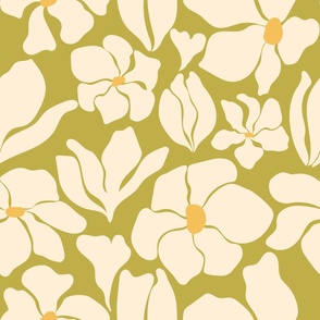 Magnolia Flowers - Matisse Inspired - Citron -  LARGE