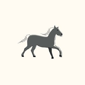 Black horse on creamy white - Hoopart