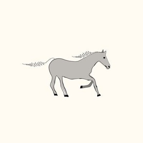 Grey horse on creamy white - Hoopart