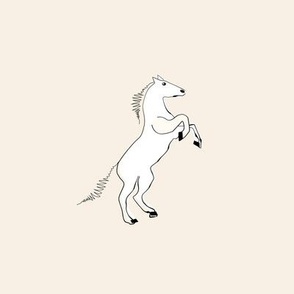 White Horse on creamy white - Hoopart