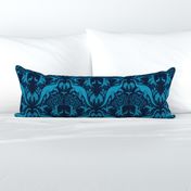 Turquoise & Navy Blue Cryptozoology/Cryptid Damask