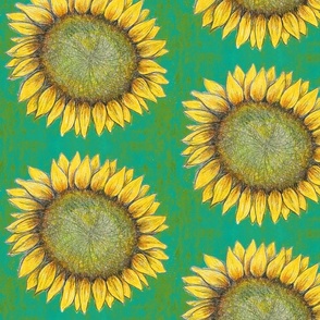 Retro sunflower - Aqua