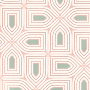 Art deco 1920s Wallpaper in Light pink and green | jumbo scale ©designsbyroochita