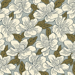 Large - Densely Gathered Magnolia blossoms - french grey