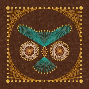 1970s Crafty String Art Owl Panel Large
