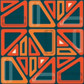 1970s Modern Triangles in Orange