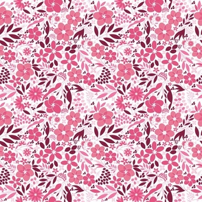 Boho Flowers - Large Scale - pink monochrome