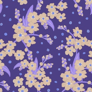 Forget-me-not Flower on Purple | Medium Scale