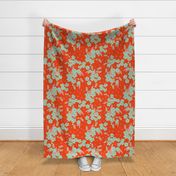 Retro Floral Pattern on Red | Large Scale