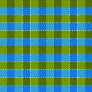 blue green 1 inch gingham check