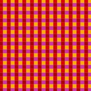 red yellow magenta half inch gingham check