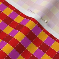 red yellow magenta 1 inch gingham check