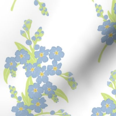 Soft Blue Forget-me-not Floral Pattern | Medium Scale