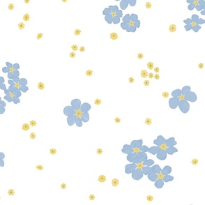 Soft Blue Forget-me-not Floral Pattern |Large Scale
