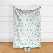 Teal Gold Forget-me-not Floral Pattern | Medium Scale