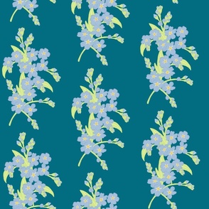 Forget-me-not Flower on Jade Blue | Medium Scale