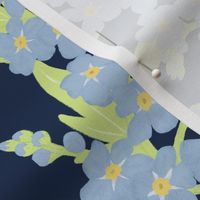 Forget-me-not Flower on French Navy | Large Scale