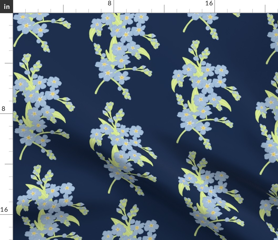 Forget-me-not Flower on French Navy | Medium Scale