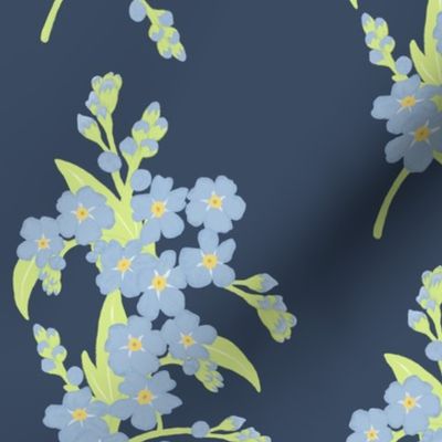 Forget-me-not Flower on Oxford Blue | Medium Scale