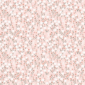 302.Ditsy spring flowers on blush pink  background