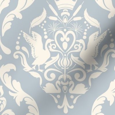 316. Victorian acanthus & swans design, pastel colours