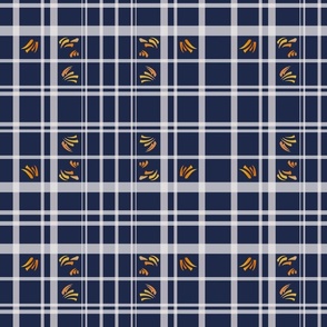 Small Plaid Navy with orange scratches (Small Simple)