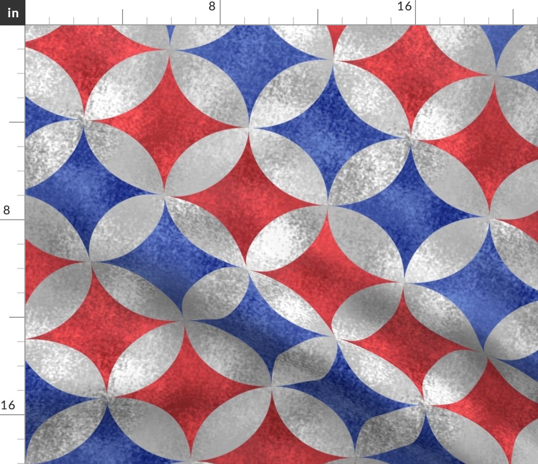 Batik Petals in Red White and Blue
