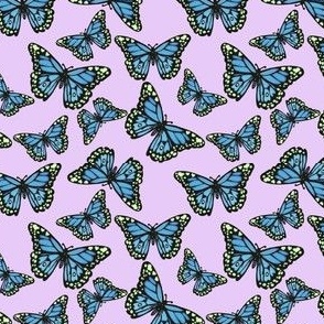 Blue Butterflies on Purple