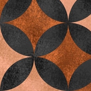 Batik Petals in Brown Beige and Charcoal Gray