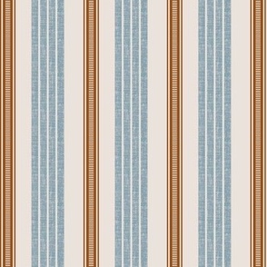Textured worldly stripes _dusty blue and rust