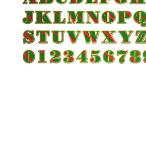 Stripy Alphabet :red, green, white