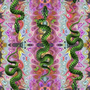Large Psychedelic hissterical snakes green PSMGE