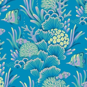 Coral reef ocean blue