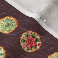 SMALL CHRISTMAS COOKIES POLKA DOTS BURGUNDY FLWRHT