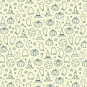 Small - Yellow Cute Halloween Line Drawing Pattern for Kids