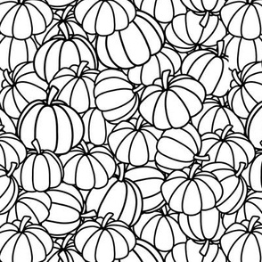 Medium - Black and White Pumpkin Texture Line Drawing Patchwork Pattern