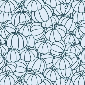 Medium - Blue Pumpkin Texture Line Drawing Patchwork Pattern