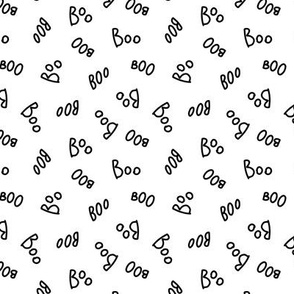 Small - Black and White Boo Lettering Cute Halloween Pattern