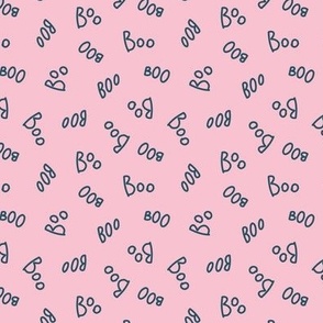 Small - Pastel Pink Boo Lettering Cute Halloween Pattern