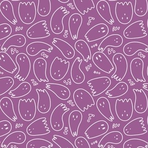 Small - Purple Line Ghosts - Cute Halloween Pattern for Kids