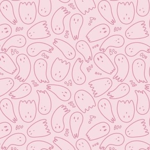 Small - Pink Line Ghosts - Cute Halloween Pattern for Kids