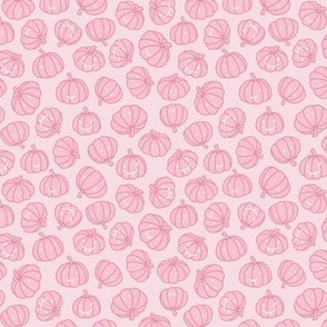 Small - Cute Pumpkin with Faces in Pink Background Pattern