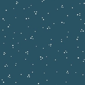 Medium - Ditsy polka dot scattered snow pattern - navy blue